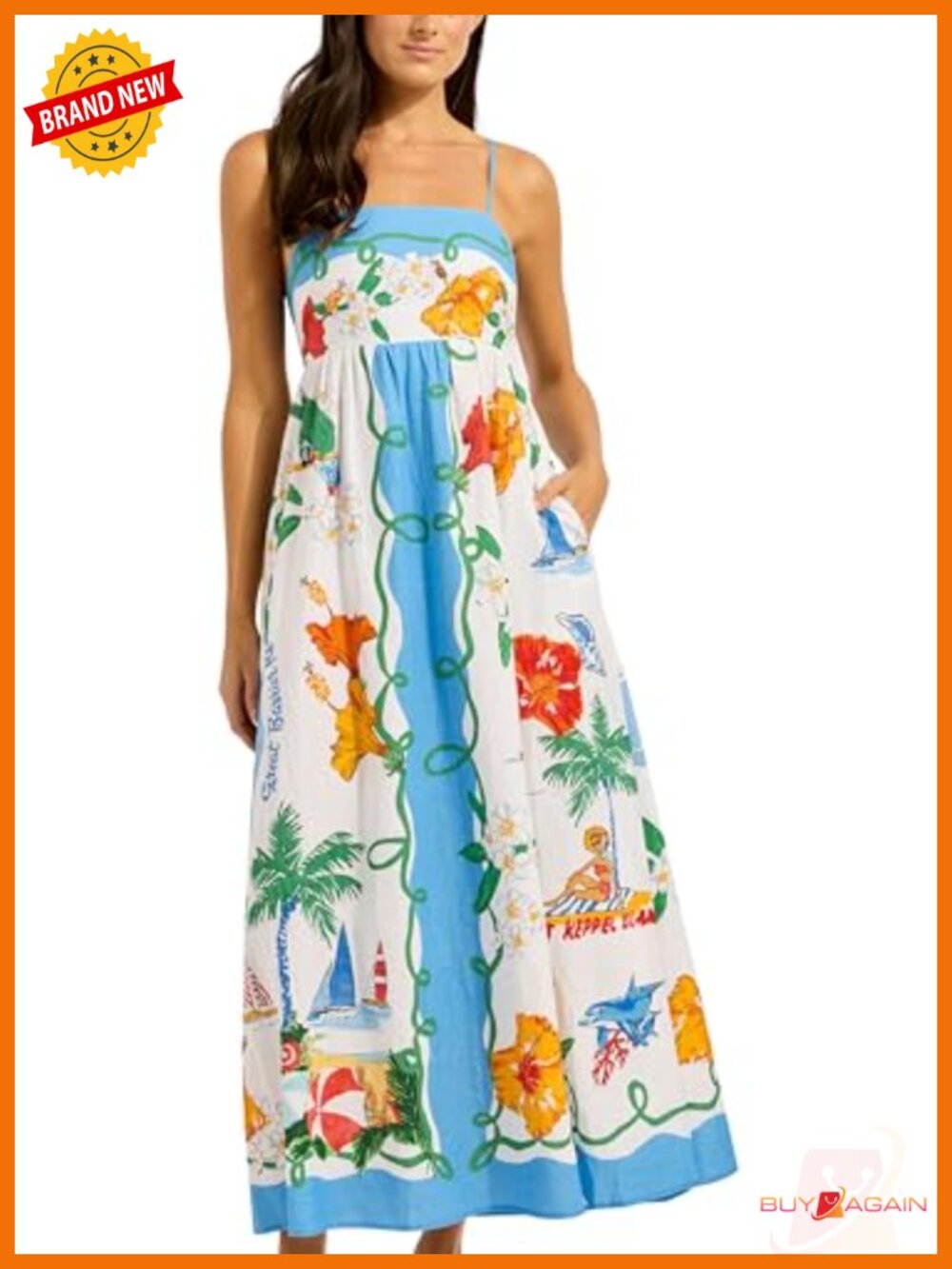 Maxi Dress with Adjustable Straps and Pockets